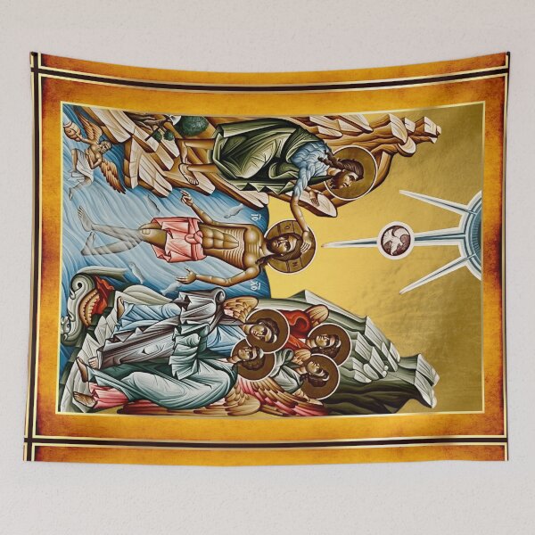 Item preview, Jesus Baptism Icon Gold Byzantine Style designed and sold by Yiorgos Designs.
