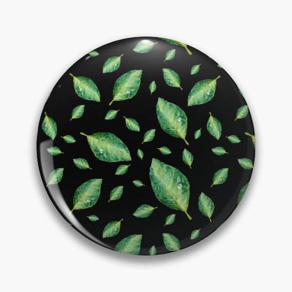 Item preview, Green leaf with drop a seamless pattern black  designed and sold by Yana Mustafina | Boho Soulful Designs.