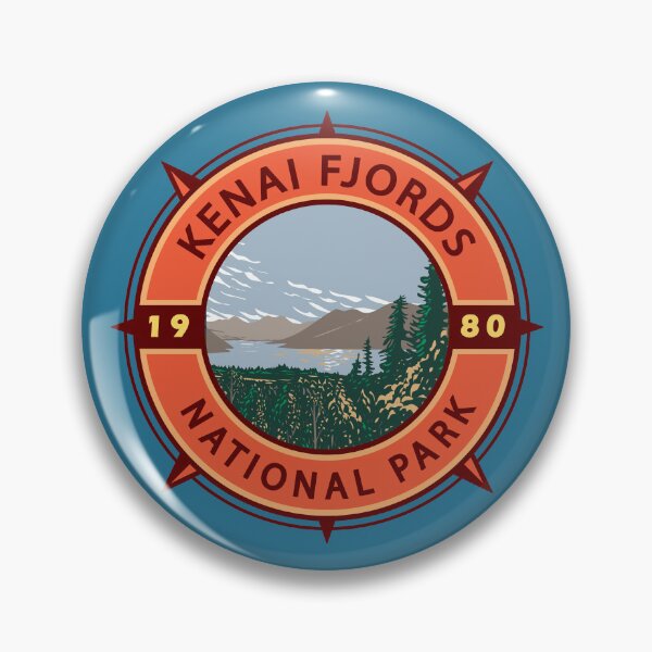 Artikelvorschau, Kenai-Fjords-Nationalpark-Retro-Kompass-Emblem entworfen und verkauft von KrisSidDesigns.