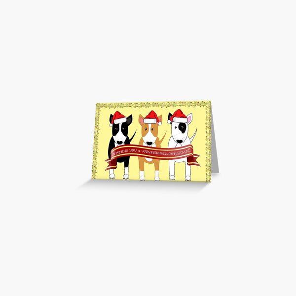 "Wonderbull Christmas" Bull Terriers by BulliesRule Greeting Card