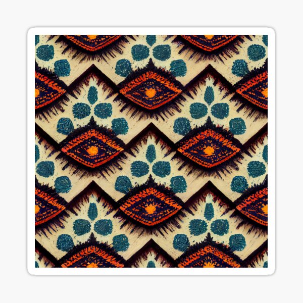 Abstract geometrical boho pattern in blue and orange Sticker