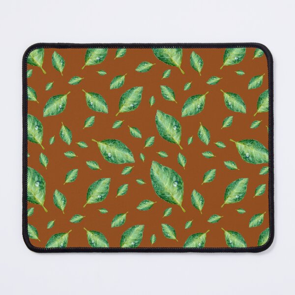 Item preview, Green leaf with drop a seamless pattern brown designed and sold by Yana Mustafina | Boho Soulful Designs.