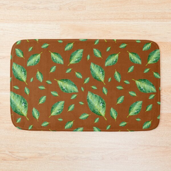 Item preview, Green leaf with drop a seamless pattern brown designed and sold by Yana Mustafina | Boho Soulful Designs.