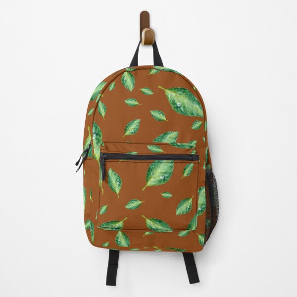 Item preview, Green leaf with drop a seamless pattern brown designed and sold by Yana Mustafina | Boho Soulful Designs.