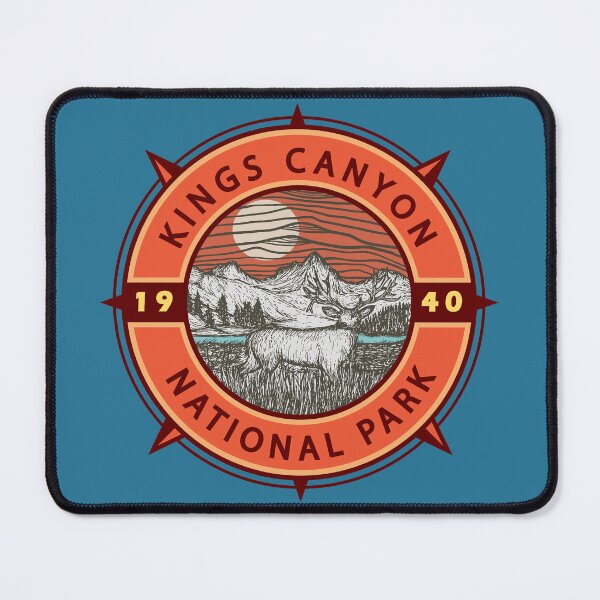 Item preview, Kings Canyon National Park Mule Deer Retro Compass Emblem designed and sold by KrisSidDesigns.