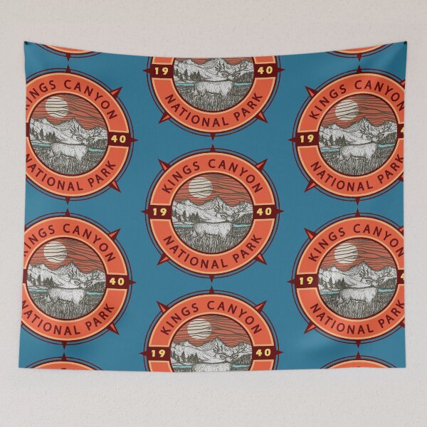 Item preview, Kings Canyon National Park Mule Deer Retro Compass Emblem designed and sold by KrisSidDesigns.
