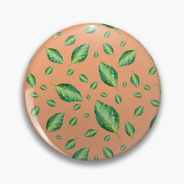 Item preview, Green leaf with drop a seamless pattern peach designed and sold by Yana Mustafina | Boho Soulful Designs.