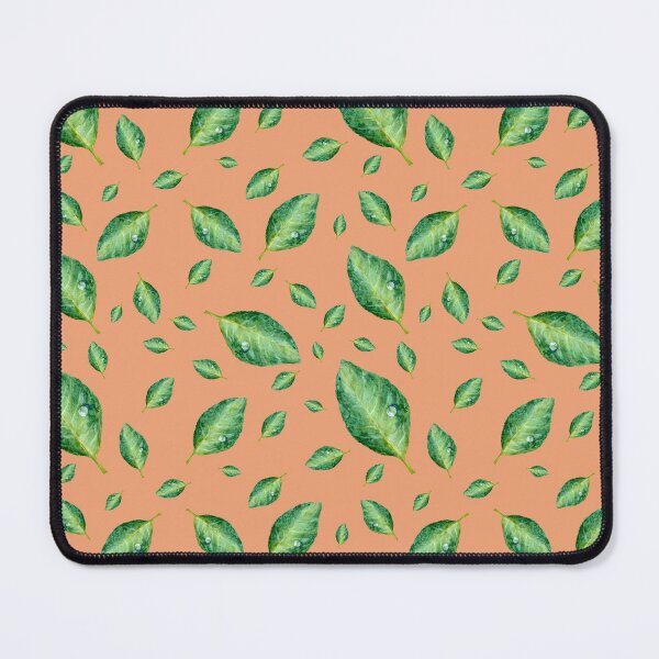 Item preview, Green leaf with drop a seamless pattern peach designed and sold by Yana Mustafina | Boho Soulful Designs.