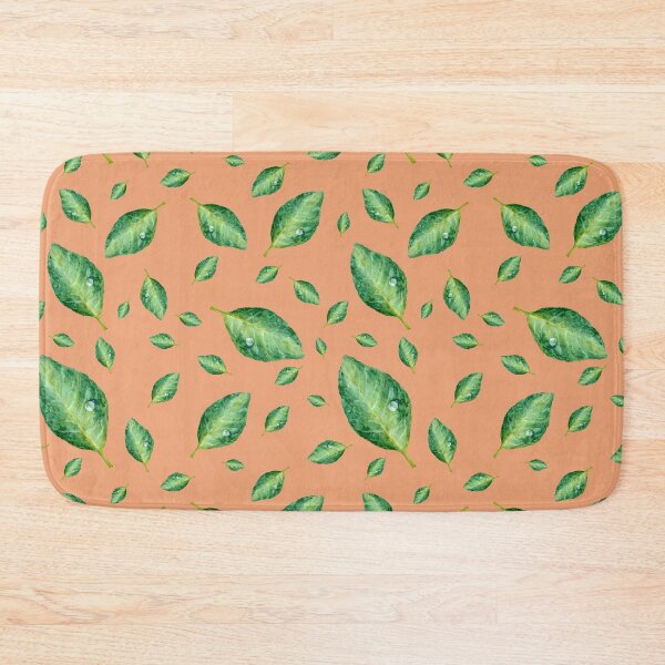 Item preview, Green leaf with drop a seamless pattern peach designed and sold by Yana Mustafina | Boho Soulful Designs.