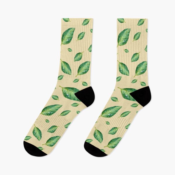 Item preview, Green leaf with drop a yellow seamless pattern  designed and sold by Yana Mustafina | Boho Soulful Designs.