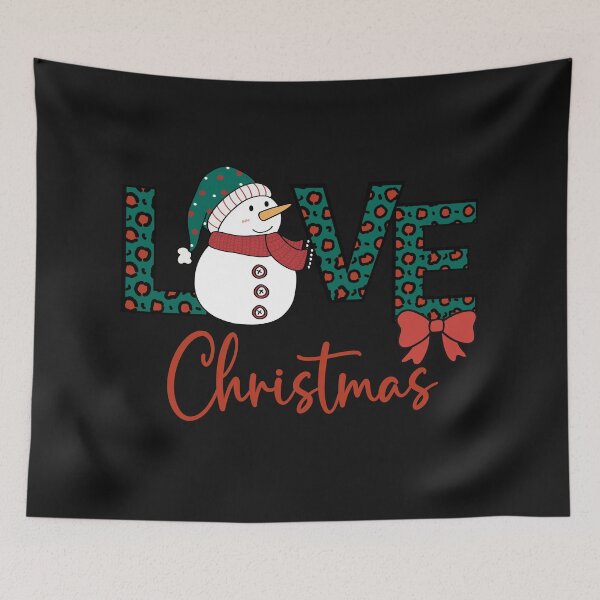 Item preview, Snowman Christmas LOVE Typography designed and sold by HappyLifeCreate.
