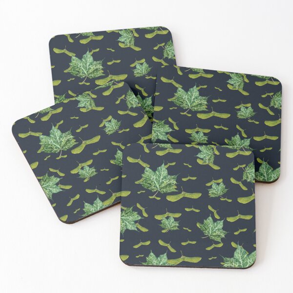 Item preview, Helicopter and maple leaf black seamless pattern  designed and sold by Yana Mustafina | Boho Soulful Designs.