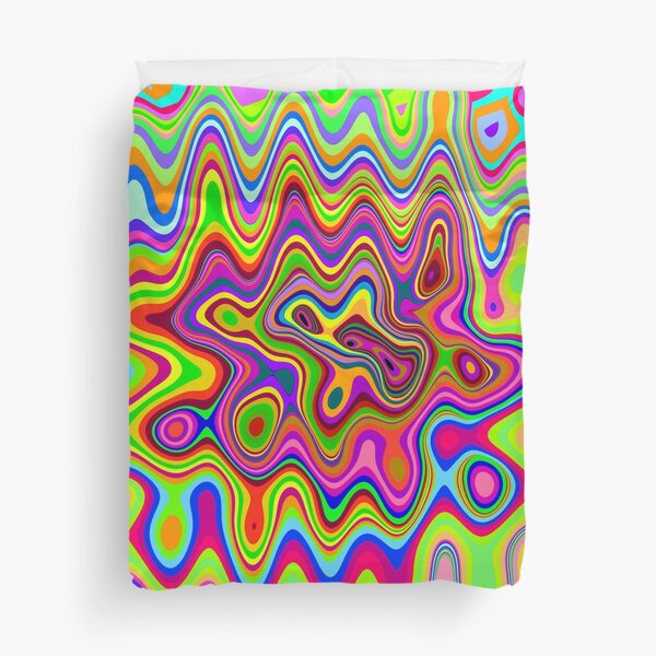 Psychedelic Glowing Colors Pattern Duvet Cover