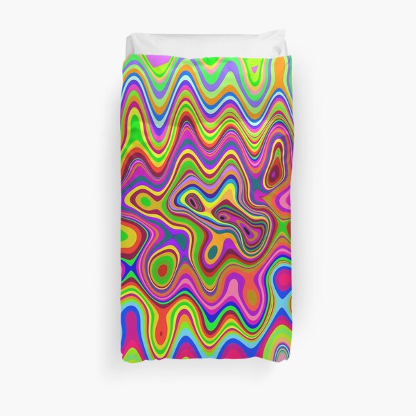 Psychedelic Glowing Colors Pattern Duvet Cover