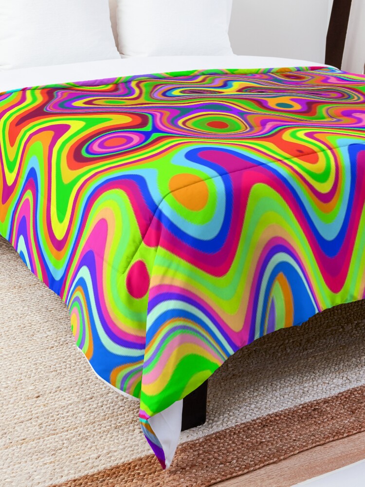 Alternate view of Psychedelic Glowing Colors Pattern Comforter