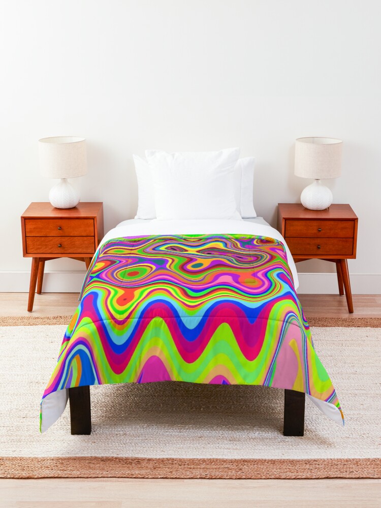 Alternate view of Psychedelic Glowing Colors Pattern Comforter