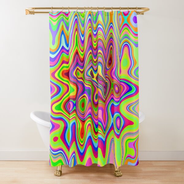 Psychedelic Glowing Colors Pattern Shower Curtain