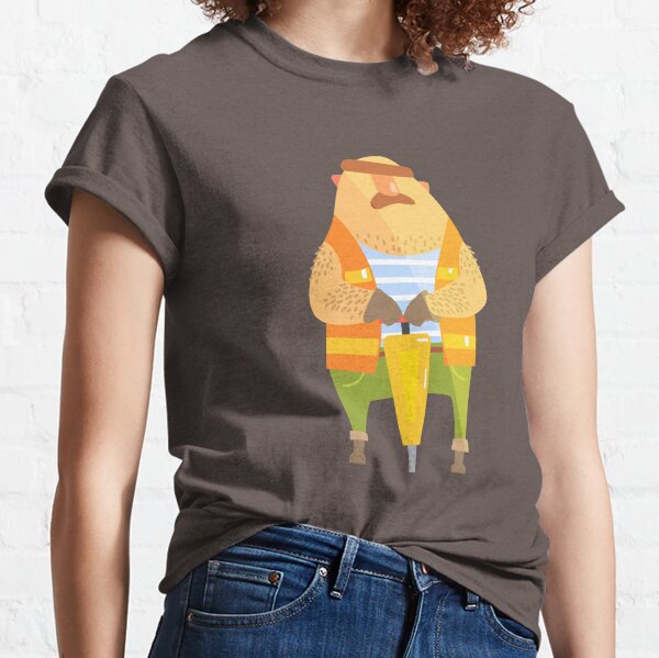 Builder With Jackhammer On Construction Site Classic T-Shirt
