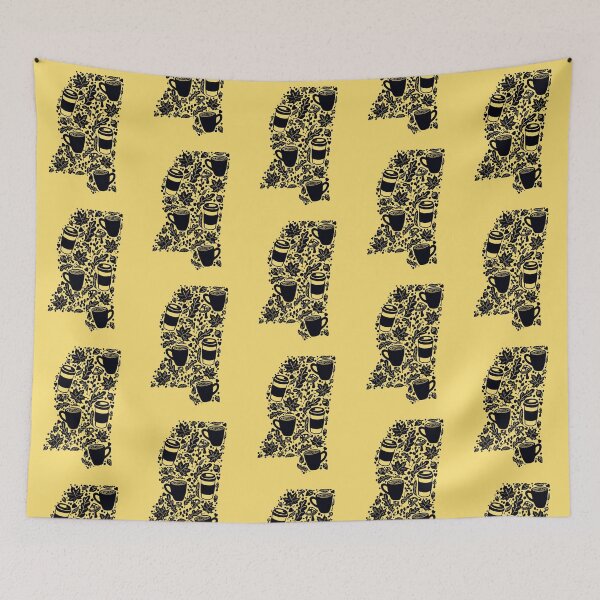Item preview, Autumn Season Mississippi Black silhouette With Yellow Background  designed and sold by missmann.