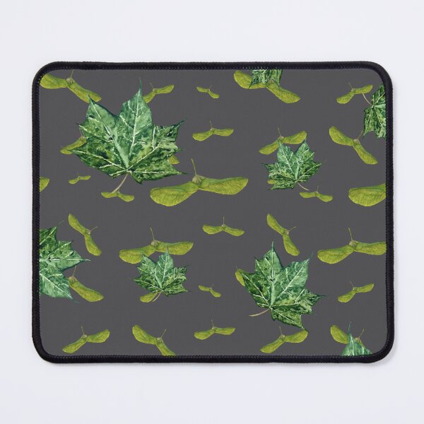 Item preview, Helicopter maple leaf black seamless pattern grey designed and sold by Yana Mustafina | Boho Soulful Designs.