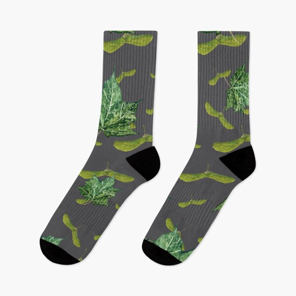 Item preview, Helicopter maple leaf black seamless pattern grey designed and sold by Yana Mustafina | Boho Soulful Designs.
