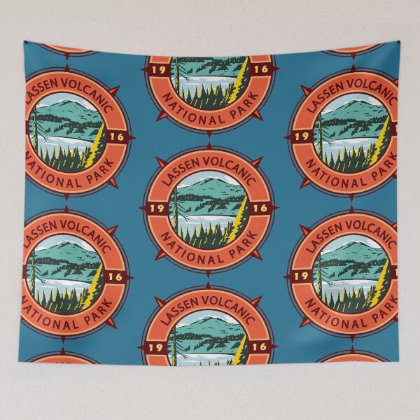 Item preview, Lassen Volcanic National Park Retro Compass Emblem designed and sold by KrisSidDesigns.
