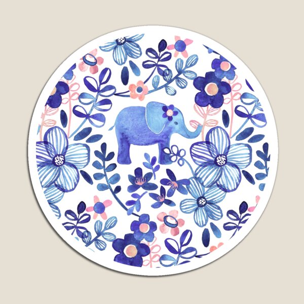 Item preview, Pale Coral, White and Purple Elephant and Floral Watercolor Pattern designed and sold by micklyn.