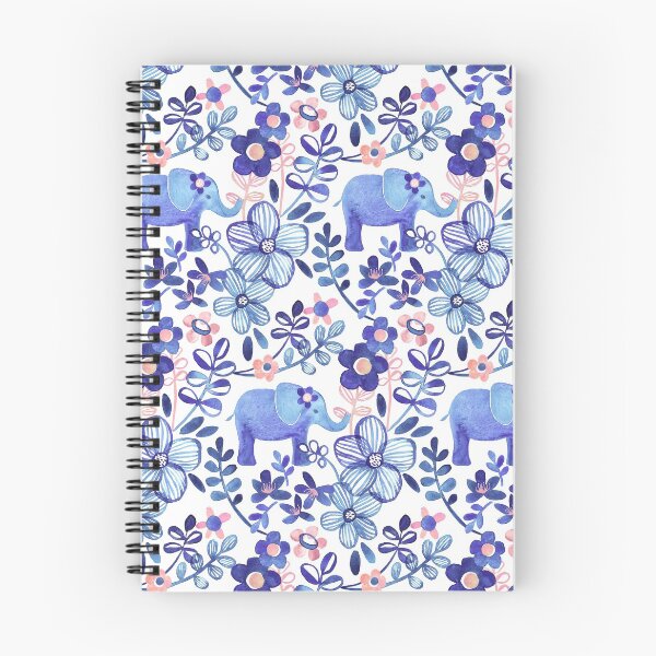 Item preview, Pale Coral, White and Purple Elephant and Floral Watercolor Pattern designed and sold by micklyn.