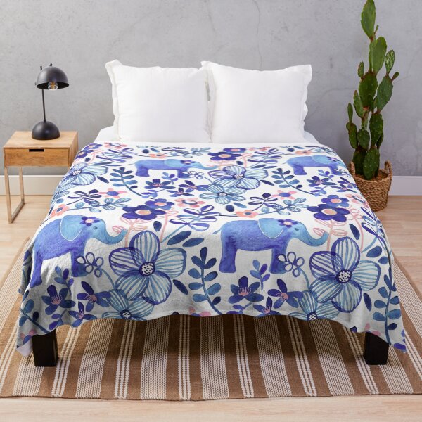Item preview, Pale Coral, White and Purple Elephant and Floral Watercolor Pattern designed and sold by micklyn.
