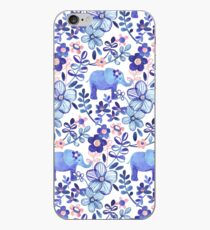 Pale Coral, White and Purple Elephant and Floral Watercolor Pattern iPhone Case