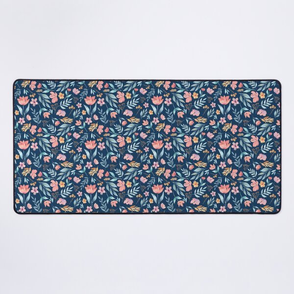 Item preview, Watercolor floral in pink, blue and mustard, pretty botanical designed and sold by Ashleigh Fish.