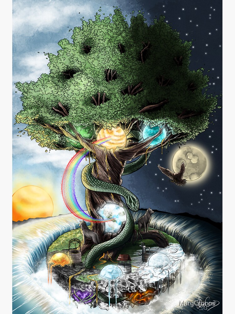 Thumbnail 3 von 3, Sticker, Yggdrasil designt und verkauft von MaryCronos.