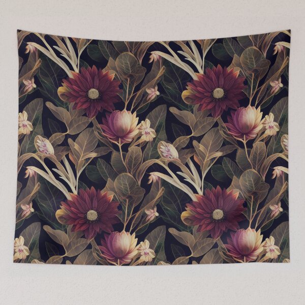 Item preview, Dark vintage boho tropical botanical pattern designed and sold by Lenkooo.