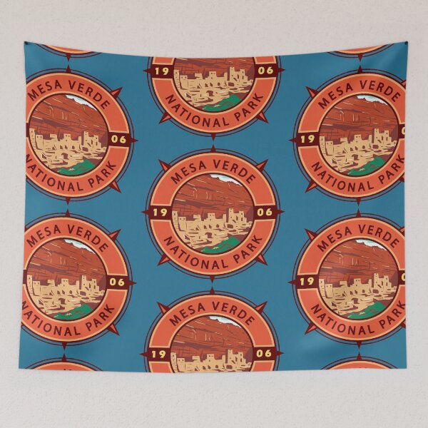 Item preview, Mesa Verde National Park Retro Compass Emblem designed and sold by KrisSidDesigns.