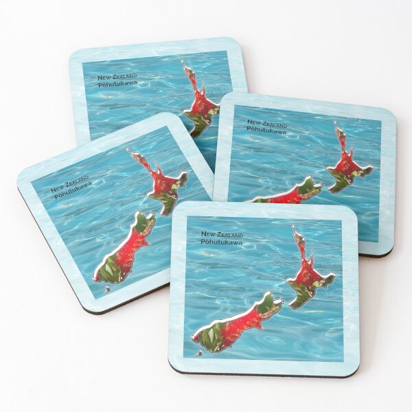 Item preview, New Zealand Pohutukawa on a NZ map (with lighter border) designed and sold by PhotoDesignNZ.