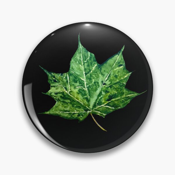 Item preview, Maple leaf green watercolor hand drawn black designed and sold by Yana Mustafina | Boho Soulful Designs.