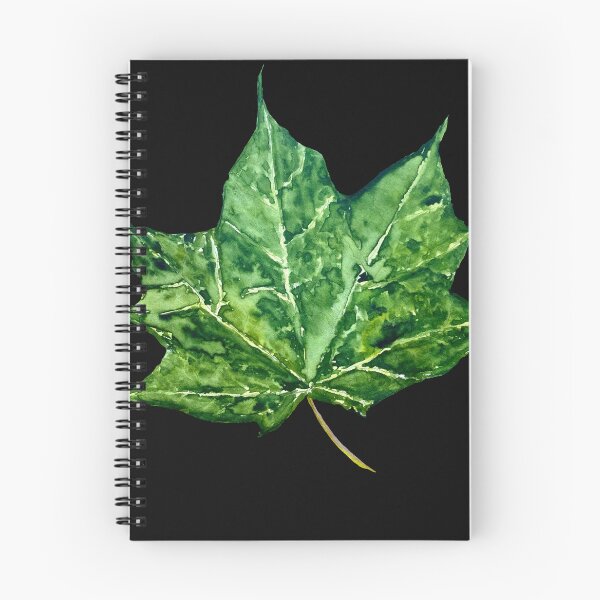 Item preview, Maple leaf green watercolor hand drawn black designed and sold by Yana Mustafina | Boho Soulful Designs.