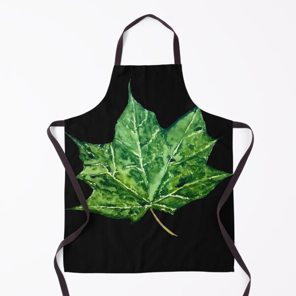 Item preview, Maple leaf green watercolor hand drawn black designed and sold by Yana Mustafina | Boho Soulful Designs.