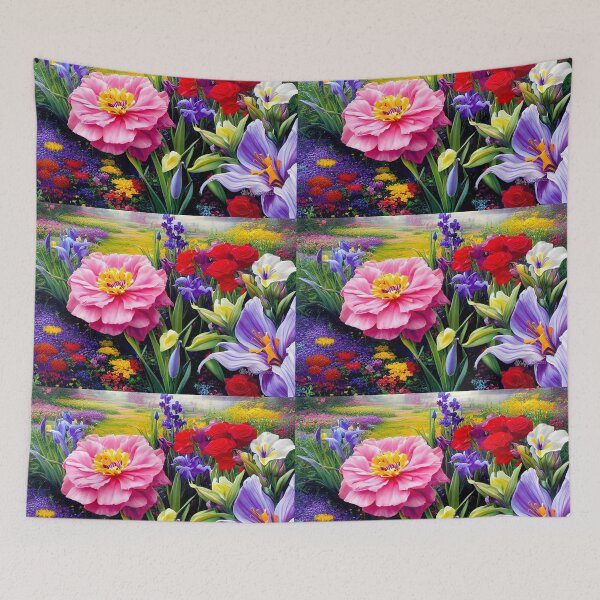 Item preview, MidJourney AI Multicolor Flowers designed and sold by wolfepaw.