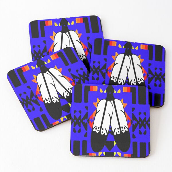 Item preview, Blue / Fire Color / Black Double Feather Native Blanket Print designed and sold by JMWCD.