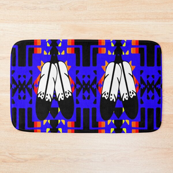 Item preview, Blue / Fire Color / Black Double Feather Native Blanket Print designed and sold by JMWCD.