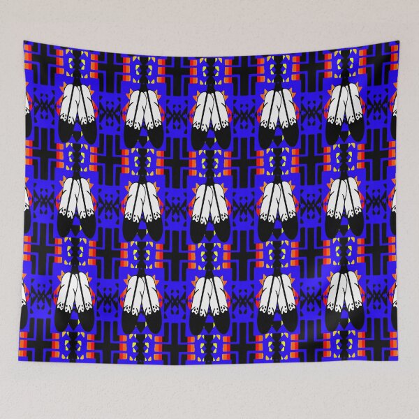 Item preview, Blue / Fire Color / Black Double Feather Native Blanket Print designed and sold by JMWCD.