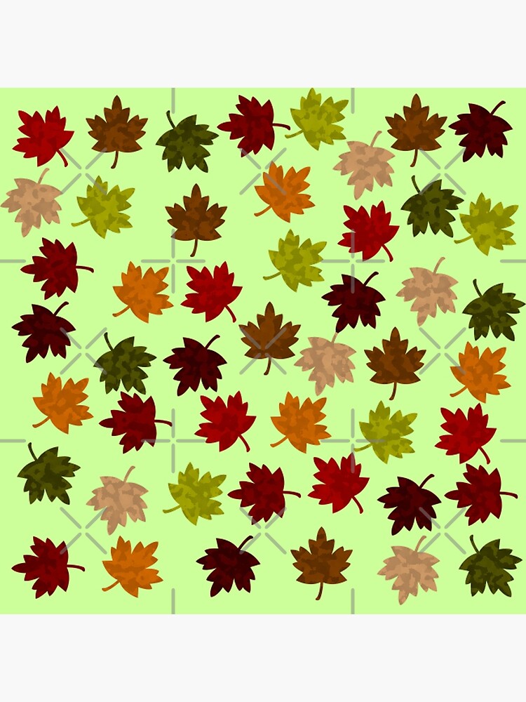 AUTUMN LEAVES ON LIGHT GREEN - FUN FALL MAPLE LEAF PATTERN by ozcushionstoo