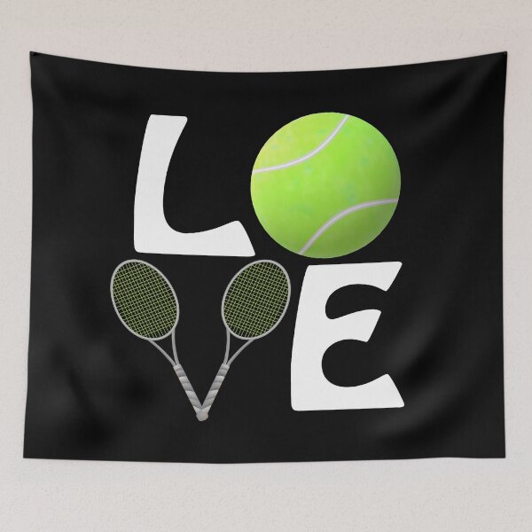 Item preview, Tennis Love with Ball and Rackets for Players and Fans (White Letters) designed and sold by ArtByLM.
