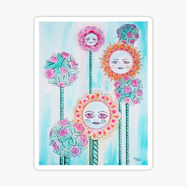 Beautiful Day - Whimsical Floral Watercolor and Ink Sticker