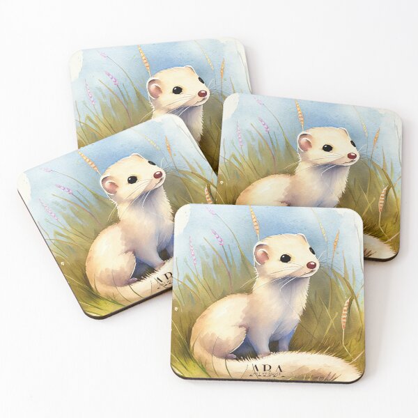 Item preview, Watercolor American ermine designed and sold by ABArtByAlexST.