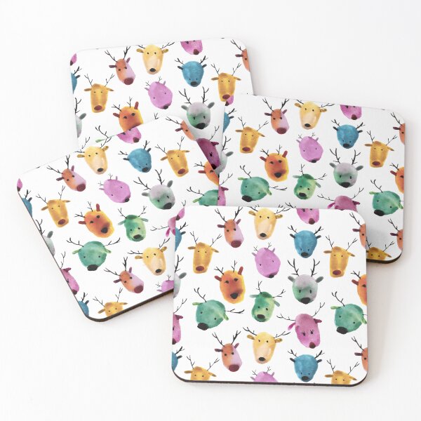 Item preview, Colorful watercolor reindeer Christmas pattern designed and sold by papierquarell.