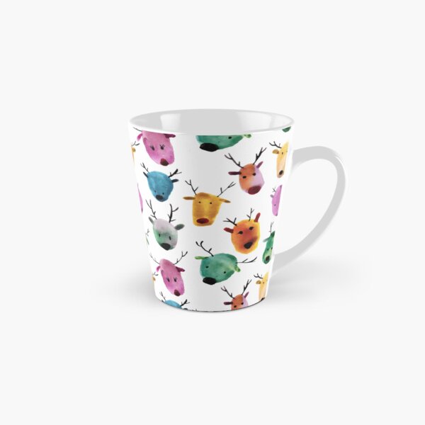 Farbenfrohe Rentiere Weihnachtsmuster in Aquarell Tasse (konisch)