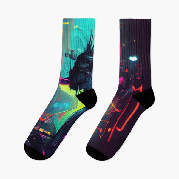 Item preview, Cyberpunk guy looking at social networks in the future, neon colors designed and sold by pcusine.
