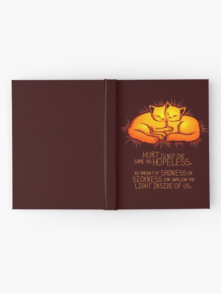Alternate view of "Hurt is not the Same as Hopeless" Golden Glowing Kittens Hardcover Journal